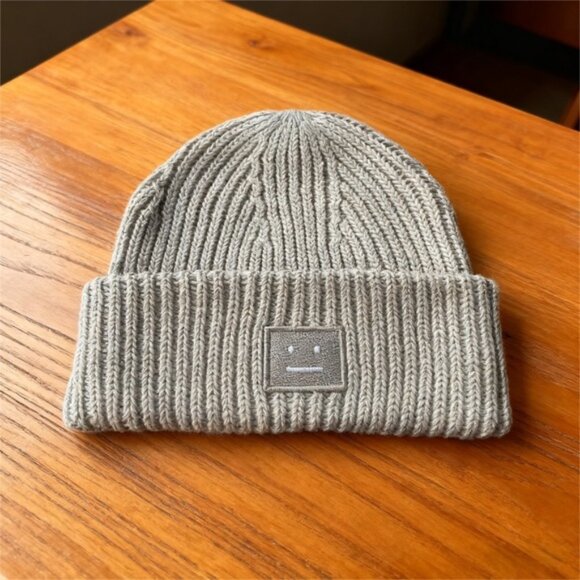 Acne Studios Light Gray Knit Beanie